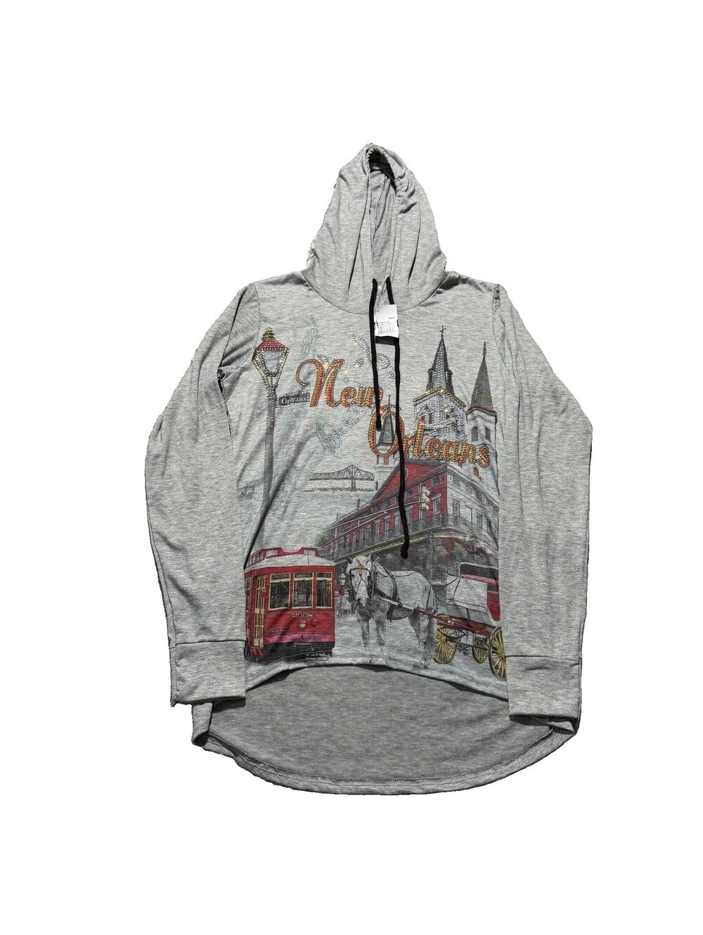 NWT Vintage Y2K Sweet Giselle Hoodie New Orleans City Graphic Beaded Women Small